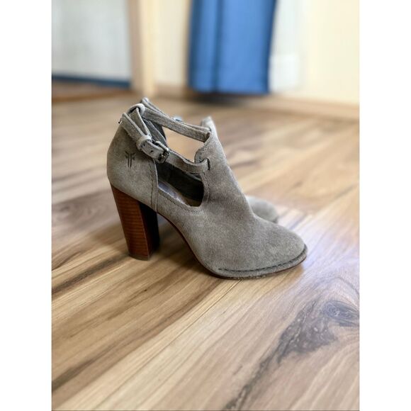 Frye Womens Gray Suede Stacked Block Heel Margaret Shootie Mary Jane Boots Size - Picture 12 of 13